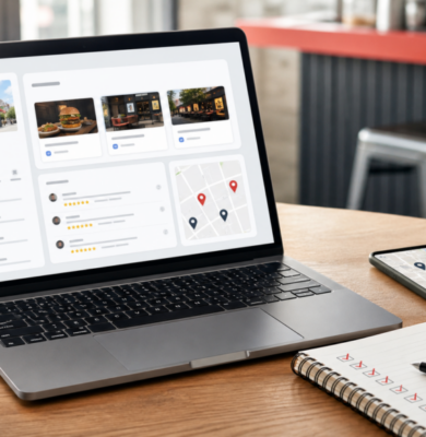 Small business Google Business Profile weekly checklist with local SEO dashboard and map pins